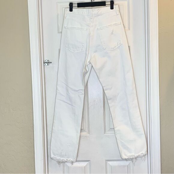 AGOLDE White Distressed High Rise Raw Hem Jeans Size 26 Button Fly - Picture 2 of 11